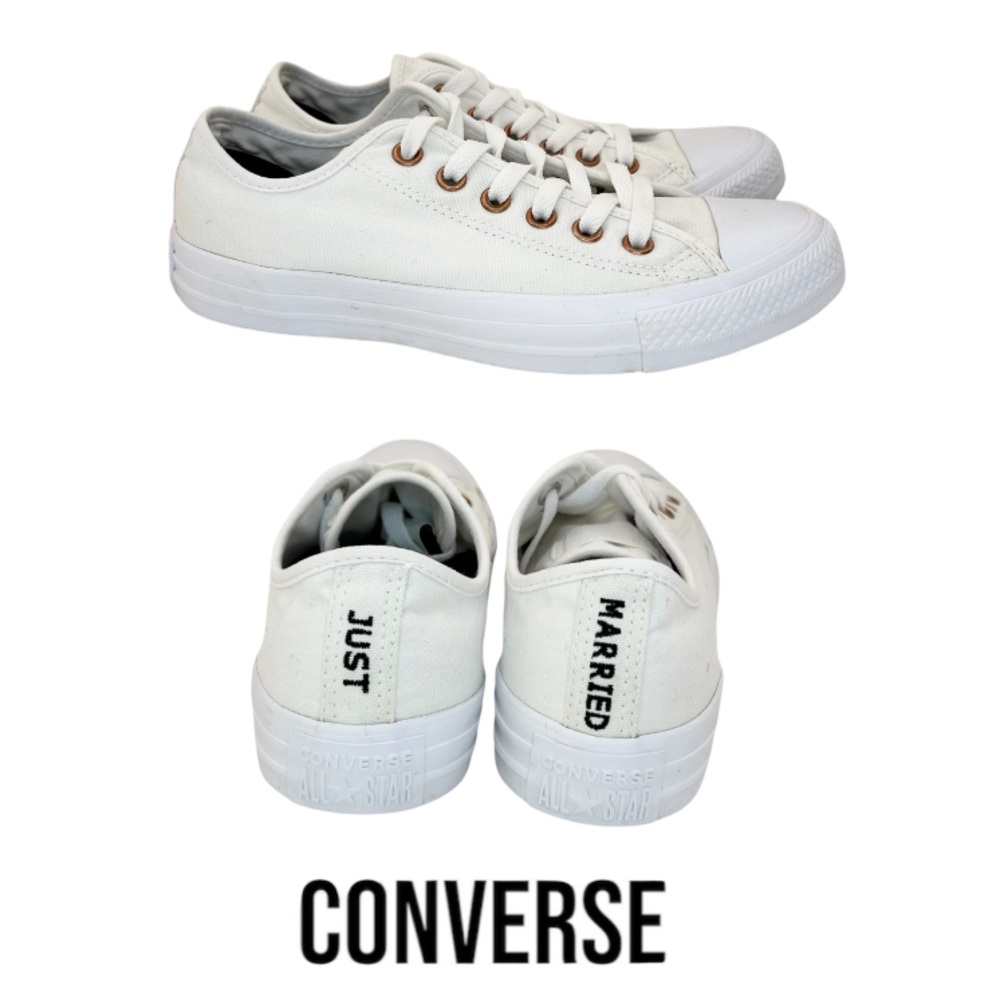 Wedding Converse Women's White Sneakers “Just Married”